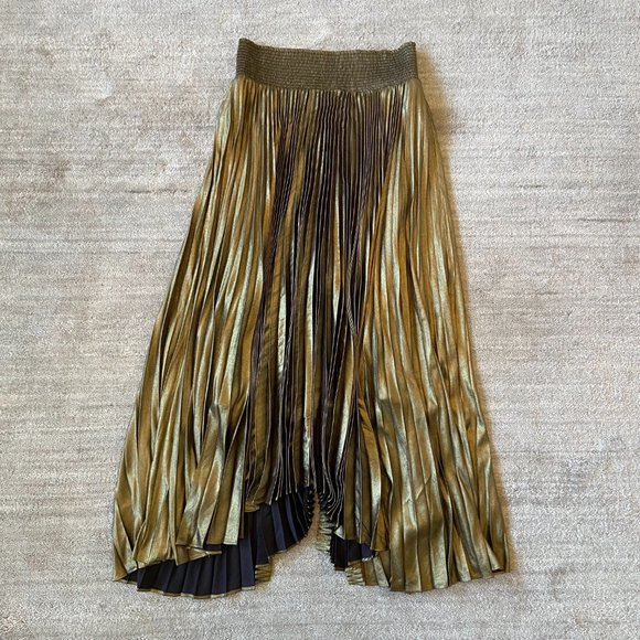Elie Tahari Metallic Pleated Midi Skirt NWT - Picture 4 of 10